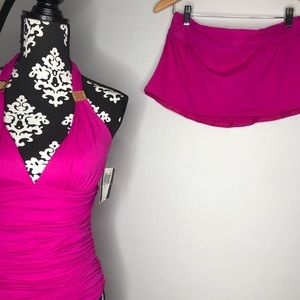 La Blanca hot pink swimsuit 2 pieces. Skirt style